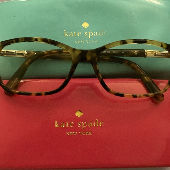 Kate Spade Tortoise Shell Glasses Catrina 135 Orange Pink Case & blue green - Picture 9 of 9